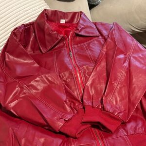 Women's Red Leather Jacket